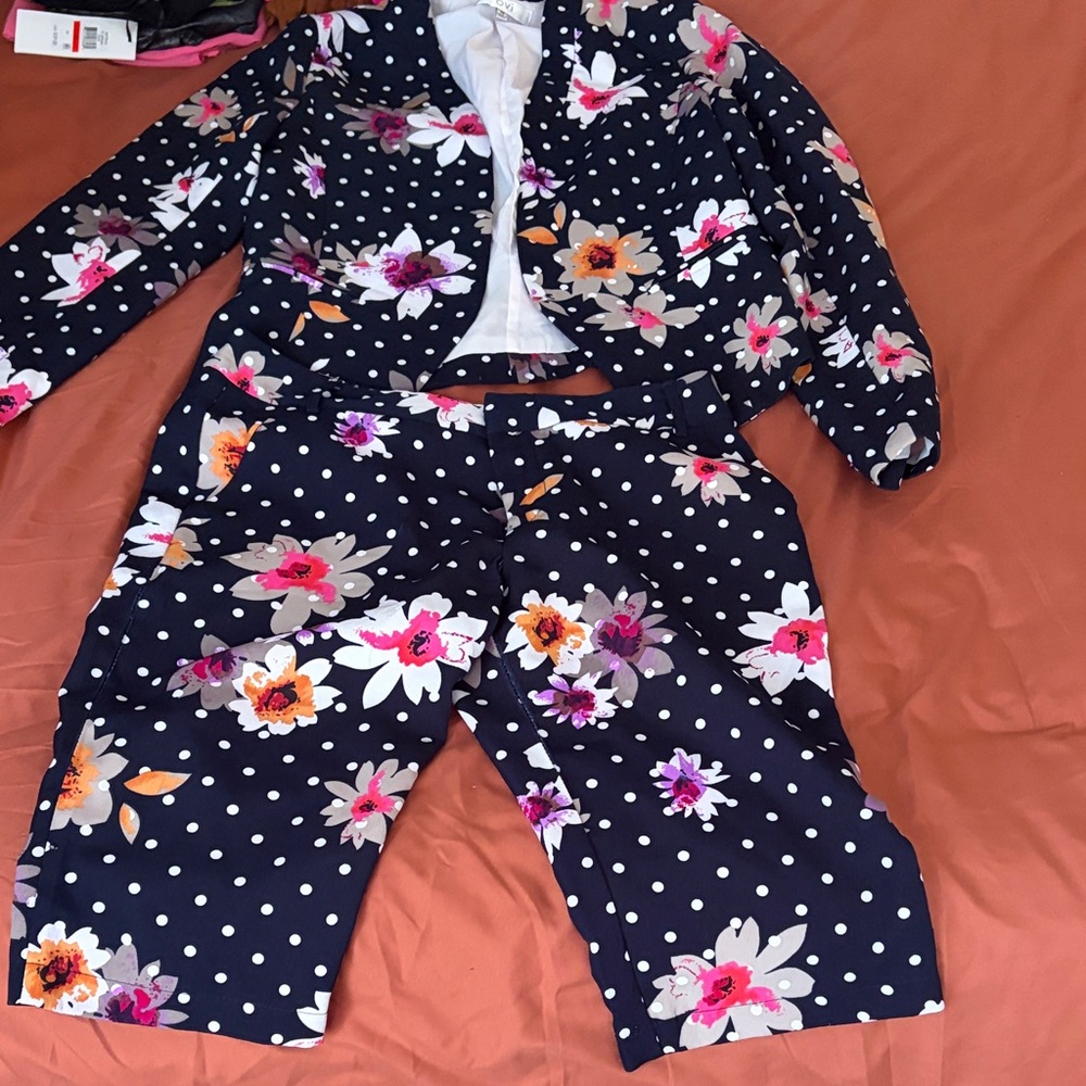 Women Navy Floral Polka dot set